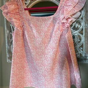 SHEIN Light Pink Ruffle Sleeve Blouse